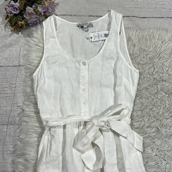 NWT Michael Stars Linen Lulu Button Down Midi Dress in White - Picture 5 of 12